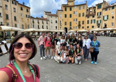 tourist group happy tour guide Lucy Lopardo