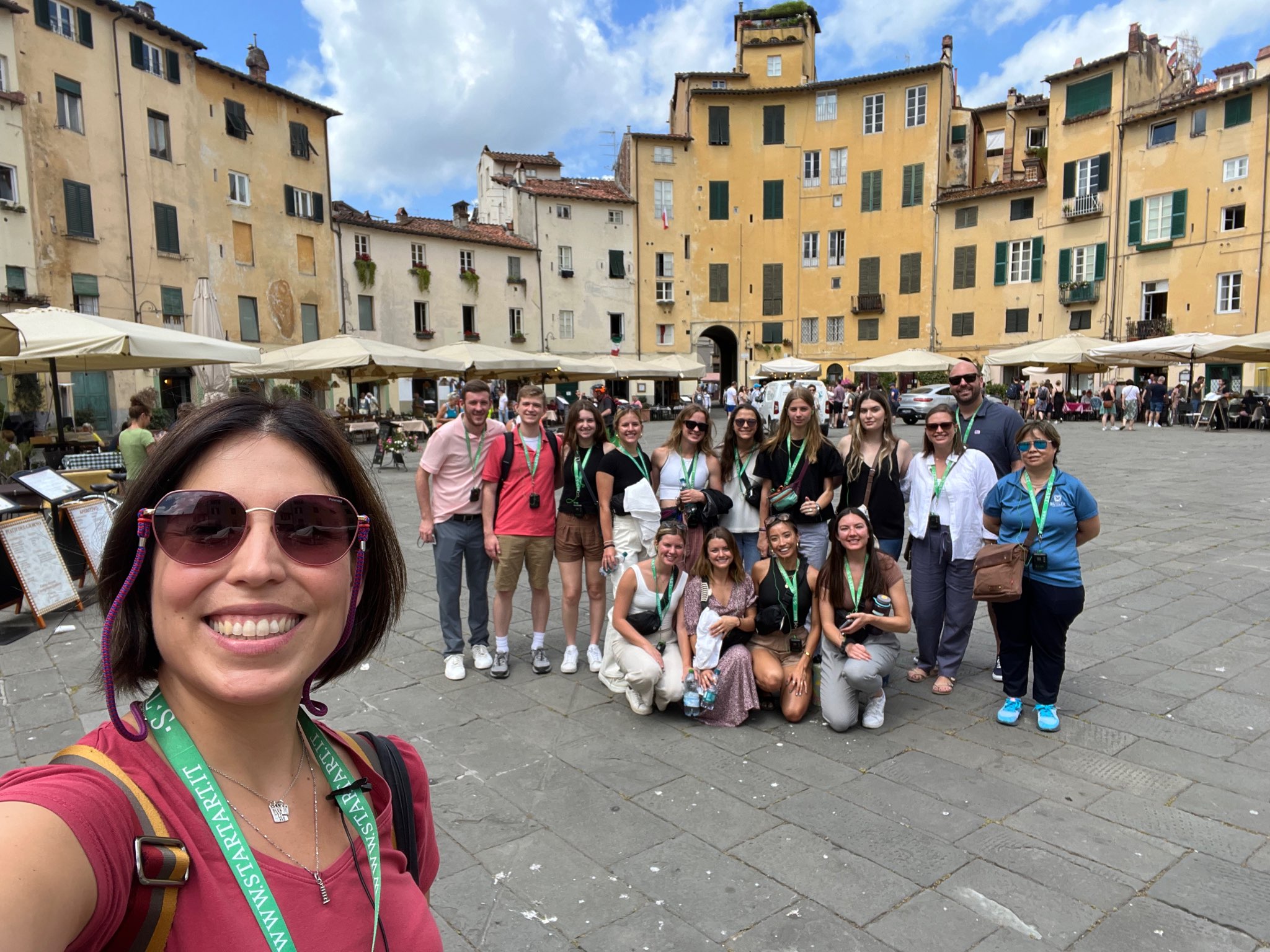 tourist group happy tour guide Lucy Lopardo